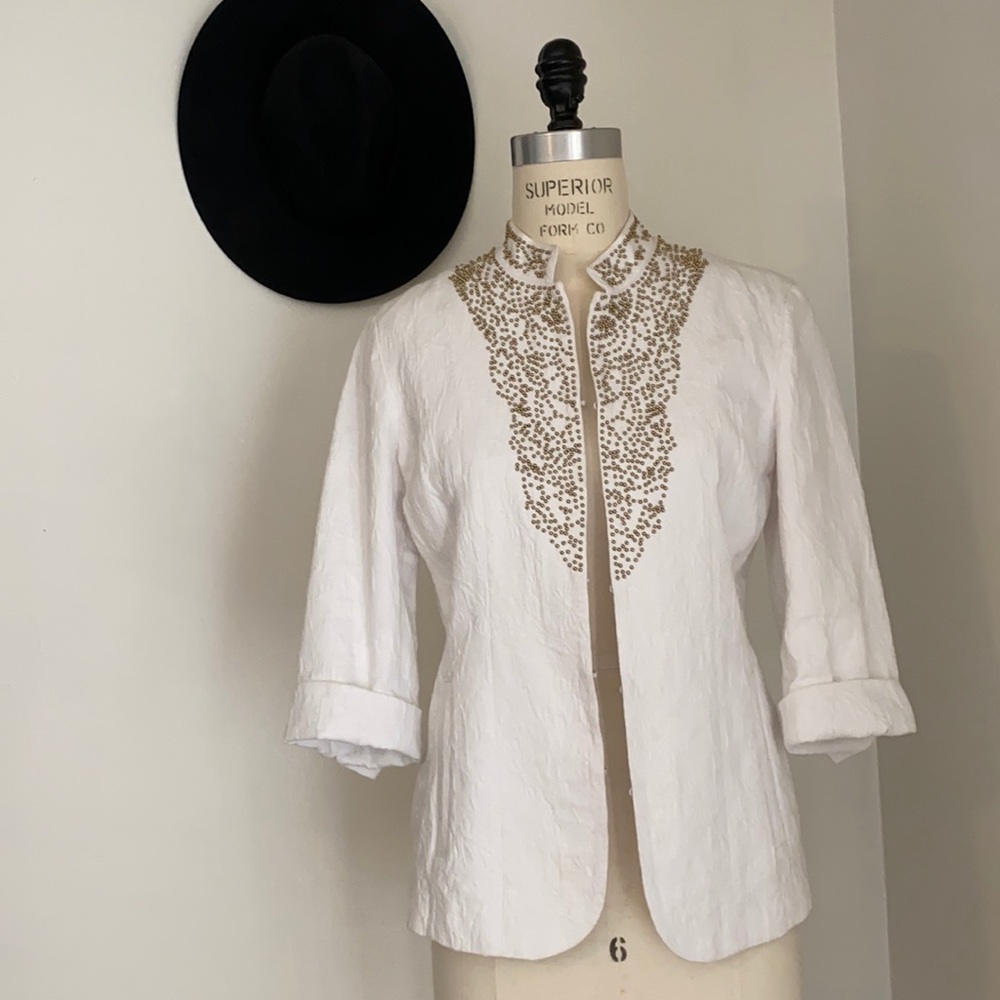 Chico’s White Embellished Blazer